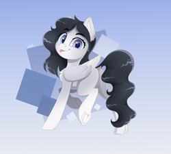 Size: 4000x3600 | Tagged: safe, artist:rainbowfire, imported from derpibooru, oc, oc only, pegasus, pony, black mane, blue eyes, curvy, cute, eyebrows, eyebrows visible through hair, featureless crotch, female, frog (hoof), grin, high res, language, looking at you, looking back, looking back at you, mare, oc name needed, open mouth, pegasus oc, raised hoof, smiling, smiling at you, solo, standing on two hooves, tongue out, underhoof, wings