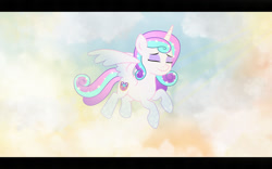 Size: 1280x800 | Tagged: safe, artist:lovinglypromise, imported from derpibooru, oc, alicorn, pony, cloud, female, flying, lovely promise, lovelypromise, mare, offspring, parent:princess cadance, parent:shining armor, parents:shiningcadance, solo