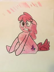 Size: 1946x2574 | Tagged: safe, imported from derpibooru, berry punch, berryshine, earth pony, drawing, female, mare, photo, sketch, solo, traditional art