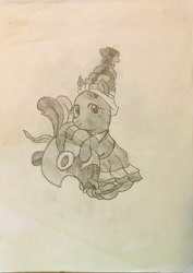 Size: 1864x2631 | Tagged: safe, imported from derpibooru, meadowbrook, earth pony, drawing, female, healer's mask, mare, mask, photo, sketch, solo, traditional art