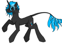 Size: 1985x1417 | Tagged: safe, artist:hrabiadeblacksky, imported from derpibooru, oc, oc only, oc:hrabia de black sky, bat pony, hybrid, kirin, original species, pony, unicorn, blue eyes, male, simple background, solo, stallion, sticker, transparent background