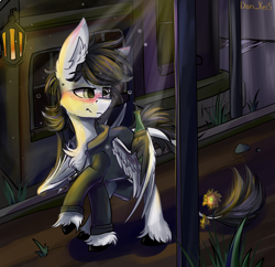 Size: 1500x1450 | Tagged: safe, artist:yuris, imported from derpibooru, oc, oc only, pegasus, pony, alcohol, bottle, drunk, flower, freckles, male, night, pegasus oc, solo, wing hands, wings