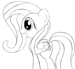 Size: 924x846 | Tagged: safe, artist:scootaloormayfly, imported from derpibooru, fluttershy, pegasus, pony, cute, daaaaaaaaaaaw, monochrome, shyabetes, simple background, smiling, solo