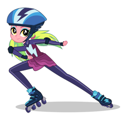 Size: 1400x1400 | Tagged: dead source, safe, imported from derpibooru, lemon zest, equestria girls, friendship games, female, friendship games outfit, friendship games speedskating outfit, looking at you, official, roller skates, school spirit, shadowbolts, simple background, skates, skating, smiling, solo, speed skating, speedskating outfit, transparent background, tri-cross relay outfit, vector