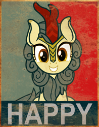 Size: 383x489 | Tagged: safe, artist:jhayarr23, artist:seki_98, edit, imported from derpibooru, autumn blaze, kirin, awwtumn blaze, cute, grin, happy, hope poster, horn, looking at you, positive ponies, sitting, smiling, smiling at you, solo, swag