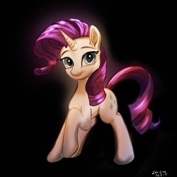 Size: 4096x4096 | Tagged: safe, artist:leoliu0491, imported from derpibooru, rarity, unicorn, black background, female, looking at you, mare, simple background, smiling, solo, standing