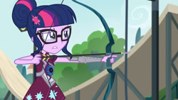 Size: 3410x1920 | Tagged: safe, imported from derpibooru, screencap, sci-twi, twilight sparkle, equestria girls, friendship games, archery, crying, female, glasses, high res, magic capture device, sad, solo