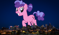 Size: 2400x1432 | Tagged: safe, artist:cheezedoodle96, artist:thegiantponyfan, edit, imported from derpibooru, berry blend, berry bliss, earth pony, pony, colorado, denver, female, friendship student, giant pony, giant/macro earth pony, giantess, grin, highrise ponies, irl, looking at you, macro, mare, mega giant, photo, ponies in real life, smiling, standing on two hooves, story included, tail, two toned mane, two toned tail