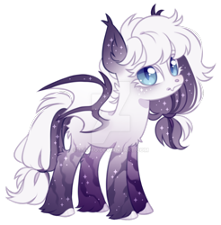 Size: 1024x1040 | Tagged: safe, artist:miioko, imported from derpibooru, oc, oc only, bat pony, pony, bat pony oc, bat wings, deviantart watermark, ethereal mane, female, mare, obtrusive watermark, simple background, solo, starry mane, transparent background, watermark, wings