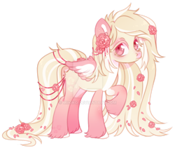 Size: 1024x864 | Tagged: safe, artist:miioko, imported from derpibooru, oc, oc only, pegasus, pony, deviantart watermark, female, flower, flower in hair, mare, obtrusive watermark, pegasus oc, raised hoof, simple background, solo, transparent background, watermark, wings