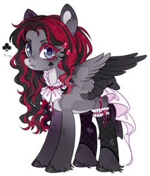 Size: 1024x1203 | Tagged: safe, artist:miioko, imported from derpibooru, oc, oc only, pegasus, pony, clothes, colored wings, deviantart watermark, dress, female, mare, obtrusive watermark, pegasus oc, simple background, solo, tattoo, transparent background, two toned wings, watermark, wings