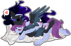 Size: 636x414 | Tagged: safe, artist:stormcloud-yt, imported from derpibooru, oc, oc only, pegasus, pony, base used, duo, female, heart, hug, male, mare, oc x oc, offspring, one eye closed, parent:flash sentry, parent:king sombra, parent:princess luna, parent:twilight sparkle, parents:flashlight, parents:lumbra, pegasus oc, pictogram, shipping, simple background, snuggling, sombra eyes, stallion, transparent background, underhoof, wink