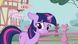 Size: 1920x1080 | Tagged: safe, imported from derpibooru, screencap, twilight sparkle, pony, unicorn, boast busters, season 1, blushing, cute, daaaaaaaaaaaw, female, floppy ears, mare, shy, smiling, solo, twiabetes, unicorn twilight