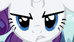 Size: 1920x1080 | Tagged: safe, imported from derpibooru, screencap, rarity, pony, unicorn, boast busters, season 1, close-up, female, floppy ears, it is on, looking at you, mare, narrowed eyes, reaction image, solo, this will end in competition