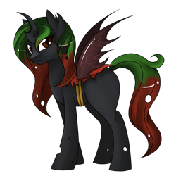 Size: 894x894 | Tagged: safe, artist:kindredstars, imported from derpibooru, oc, oc only, oc:queen mira, changeling, changeling queen, double colored changeling, female, horn, simple background, solo, transparent background, wings
