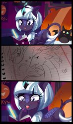 Size: 2156x3657 | Tagged: safe, artist:spookyle, imported from derpibooru, oc, oc only, oc:moonlit breeze, dragon, kirin, bedroom, comic, comics, female, kirin oc, lined paper, magic, mare, meme, ponified meme, sketchbook, solo, turning red