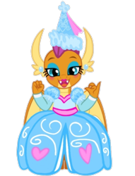Size: 720x942 | Tagged: safe, artist:darlycatmake, imported from derpibooru, smolder, dragon, look before you sleep, beautiful, beautiful eyes, clothes, dragoness, dress, dressup, ear piercing, eyeshadow, female, froufrou glittery lacy outfit, giggling, happy, hennin, lidded eyes, looking at someone, looking at something, looking at you, makeup, piercing, princess, princess smolder, proud, simple background, smiling, smiling at you, smolder also dresses in style, solo, transparent background, vector
