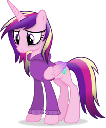 Size: 4493x5429 | Tagged: safe, artist:anime-equestria, imported from derpibooru, princess cadance, alicorn, pony, absurd resolution, clothes, female, folded wings, full body, hoodie, hooves, horn, mare, shadow, simple background, smiling, solo, standing, tail, transparent background, vector, wings