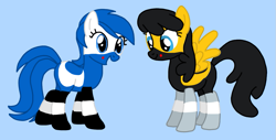 Size: 981x497 | Tagged: safe, artist:bonbonpony58, imported from derpibooru, earth pony, pegasus, pony, black hair, black mane, black tail, blue background, blue hair, blue mane, blue tail, car, car pony, duo, female, full body, g4, kiddie ride, mare, police, police car, police pony, ponified, r. g. mitchell, simple background, tail, taxi, taxi pony, toytown, toytown police car, toytown taxi cab