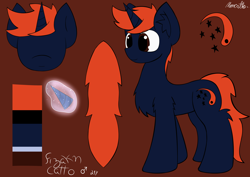 Size: 4092x2893 | Tagged: safe, artist:monycaalot, imported from derpibooru, oc, oc only, oc:fizakn catto, unicorn, crux, horn, magic, reference sheet, solo, tail, unicorn oc