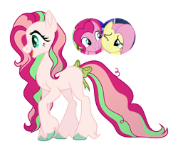 Size: 1280x1091 | Tagged: safe, artist:auroranovasentry, imported from derpibooru, fluttershy, pinkie pie, oc, oc:sugar twist, earth pony, pony, female, magical lesbian spawn, mare, offspring, parent:fluttershy, parent:pinkie pie, parents:flutterpie, simple background, transparent background
