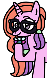 Size: 600x1000 | Tagged: safe, artist:jadeharmony, imported from derpibooru, oc, oc only, oc:chemical sunshine, alicorn, pony, icey-verse, alicorn oc, female, glasses, horn, magical lesbian spawn, mare, offspring, parent:luster dawn, parent:potion nova, parents:lusternova, raised hoof, simple background, solo, transparent background, wings