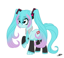 Size: 4040x3632 | Tagged: safe, artist:princessmoonsilver, imported from derpibooru, earth pony, pony, hatsune miku, ponified, simple background, solo, transparent background, vocaloid