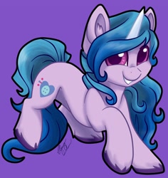 Size: 2834x3002 | Tagged: safe, artist:gleamydreams, imported from derpibooru, izzy moonbow, pony, unicorn, cute, ear fluff, female, g5, happy, izzybetes, mare, slim, smiling, solo, thin, unshorn fetlocks