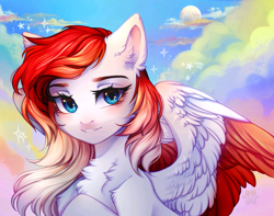 Size: 1185x935 | Tagged: safe, artist:amaura_artess, imported from derpibooru, oc, oc only, oc:making amends, pegasus, pony, chest fluff, commission, moon, pegasus oc, solo, ych result