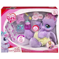 Size: 400x400 | Tagged: safe, imported from derpibooru, photographer:absol, starsong, human, pegasus, pony, baby, baby bottle, baby pony, baby starsong, blanket, bottle, bow, box, cute, diaper, electronic toy, female, filly, foal, food, g3.5, hair bow, human female, my little pony logo, official, pacifier, plate, so soft, so soft sleep and twinkle starsong, spoon, starsawwwng, toy