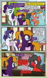 Size: 1920x3169 | Tagged: safe, artist:alexdti, imported from derpibooru, rarity, oc, oc:aqua lux, oc:crimson swift, oc:purple creativity, oc:warm focus, pegasus, pony, unicorn, comic:quest for friendship, bag, bandage, bandaged wing, blushing, comic, dialogue, eyes closed, female, floppy ears, folded wings, glasses, hairband, high res, hoof hold, hoofbump, horn, looking at each other, looking at someone, looking away, looking back, male, mare, motion lines, open mouth, open smile, outdoors, pegasus oc, ponytail, raised hoof, saddle bag, shoulder angel, shoulder devil, smiling, speech bubble, stallion, thought bubble, wings