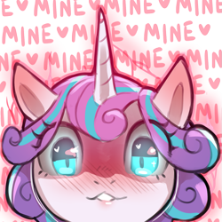 Size: 1159x1159 | Tagged: safe, artist:cold-blooded-twilight, imported from derpibooru, princess flurry heart, alicorn, pony, blushing, dialogue, female, filly, foal, heart, heart eyes, looking at you, simple background, solo, transparent background, wingding eyes, yandere