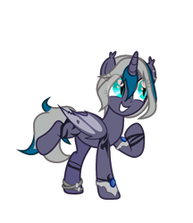 Size: 993x1150 | Tagged: safe, artist:idkhesoff, derpibooru exclusive, imported from derpibooru, oc, oc only, oc:elizabat stormfeather, alicorn, bat pony, bat pony alicorn, pony, alicorn oc, alternate hairstyle, anklet, bat pony oc, bat wings, bracelet, ear piercing, earring, eye clipping through hair, female, grin, horn, jewelry, mare, piercing, raised hoof, raised leg, simple background, smiling, tattoo, transparent background, wings