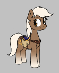 Size: 201x251 | Tagged: safe, earth pony, pony, aggie.io, epona, female, looking back, lowres, mare, saddle, simple background, smiling, tack, the legend of zelda