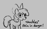 Size: 165x102 | Tagged: safe, apple bloom, earth pony, pony, aggie.io, female, filly, lowres, meme, monochrome, open mouth, simple background, smiling, talking