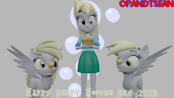 Size: 3840x2160 | Tagged: safe, artist:optimussparkle, imported from derpibooru, derpy hooves, pegasus, pony, equestria girls, 3d, derpy day, food, muffin, older derpy hooves, self paradox, self ponidox, source filmmaker