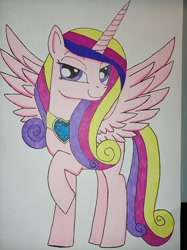 Size: 2992x4000 | Tagged: safe, artist:aking, imported from derpibooru, princess cadance, alicorn, hearts and hooves day, solo, spread wings, traditional art, wings