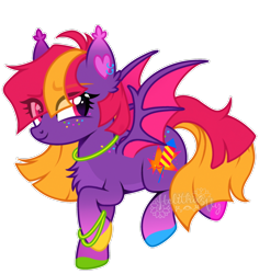 Size: 2192x2326 | Tagged: safe, artist:helithusvy, imported from derpibooru, oc, bat pony, back freckles, bat pony oc, bat wings, chest fluff, colored hooves, colored wings, ear piercing, earring, female, freckles, jewelry, piercing, simple background, solo, spread wings, transparent background, two toned wings, wings