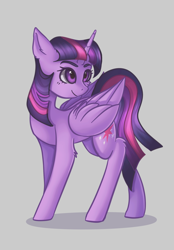 Size: 1640x2360 | Tagged: safe, artist:kurochhi, imported from derpibooru, twilight sparkle, alicorn, pony, female, gray background, mare, simple background, solo, twilight sparkle (alicorn)