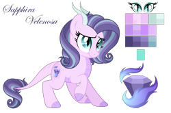 Size: 3344x2213 | Tagged: safe, artist:lunerymish, imported from derpibooru, oc, oc:sapphira velenosa belle, dracony, dragon, hybrid, cute, female, fire, gem, horns, interspecies offspring, leonine tail, offspring, parent:rarity, parent:spike, parents:sparity, raised hoof, simple background, smiling, solo, tail, text, transparent background