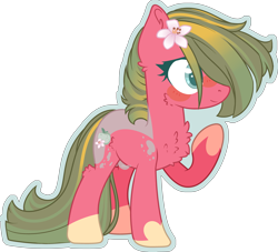 Size: 4705x4276 | Tagged: safe, artist:stormcloud-yt, imported from derpibooru, oc, oc only, oc:gulnara, earth pony, pony, base used, cheek fluff, chest fluff, earth pony oc, eyelashes, female, flower, flower in hair, mare, offspring, parent:big macintosh, parent:marble pie, parents:marblemac, raised hoof, simple background, solo, transparent background
