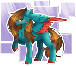 Size: 2105x1845 | Tagged: safe, artist:stormcloud-yt, imported from derpibooru, oc, oc only, pegasus, pony, blushing, chest fluff, colored hooves, colored wings, pegasus oc, raised hoof, simple background, solo, transparent background, two toned wings, wings