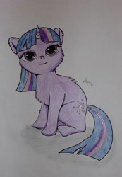 Size: 2453x3543 | Tagged: safe, artist:magarnadge, imported from derpibooru, twilight sparkle, pony, unicorn, female, mare, smiling, solo, traditional art, unicorn twilight