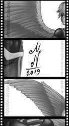 Size: 800x1455 | Tagged: safe, artist:magarnadge, imported from derpibooru, rainbow dash, anthro, pegasus, female, grayscale, monochrome, signature, solo