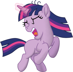 Size: 749x736 | Tagged: safe, alternate version, artist:malte279, imported from derpibooru, twilight sparkle, unicorn, winter wrap up, female, filly, filly twilight sparkle, foal, free to use, glowing, glowing horn, horn, running, screaming, shading, simple background, solo, terrified, transparent background, unicorn twilight, younger