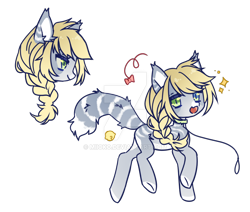 Size: 1024x869 | Tagged: safe, artist:miioko, imported from derpibooru, oc, oc only, cat, cat pony, original species, pony, braid, bust, deviantart watermark, obtrusive watermark, simple background, solo, transparent background, watermark