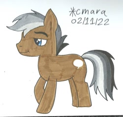 Size: 970x927 | Tagged: safe, artist:cmara, imported from derpibooru, quibble pants, earth pony, pony, male, raised hoof, simple background, solo, stallion, traditional art, white background