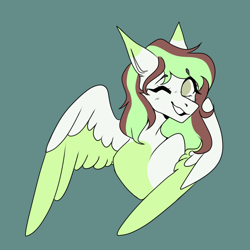 Size: 2048x2048 | Tagged: safe, artist:neonbugzz, imported from derpibooru, oc, oc:minty whirl, pegasus, pony, bust, portrait, smiling, solo