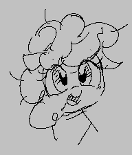 Size: 192x224 | Tagged: safe, artist:parfait, pinkie pie, pony, aggie.io, female, lowres, mare, messy mane, open mouth, simple background, sketch, smiling