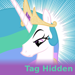 Size: 500x500 | Tagged: safe, princess celestia, alicorn, pony, derpibooru, creepy, meta, meta:tag hidden, spoiler image, spoilered image joke